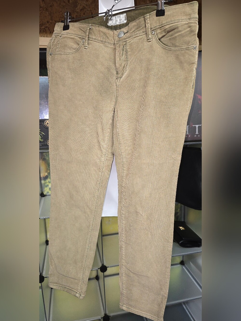 #95 Free People Straight Leg Corduroy Jeans in Tan